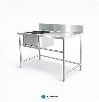 Meja Sink Stainless 1 Bowl – 2 Shap With Drainboard