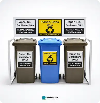 Tempat Sampah 4 Bak Stainless Steel Tempat Pembuangan Sampah
