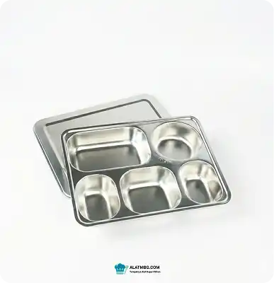 Tray makan/food tray 5 sekat stainless 304