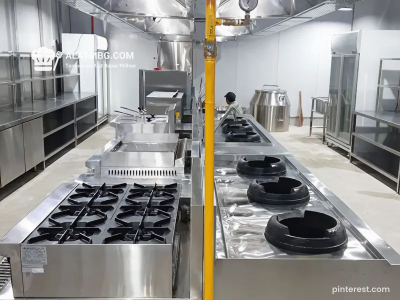 kwali range yang ada di dapur komersial 